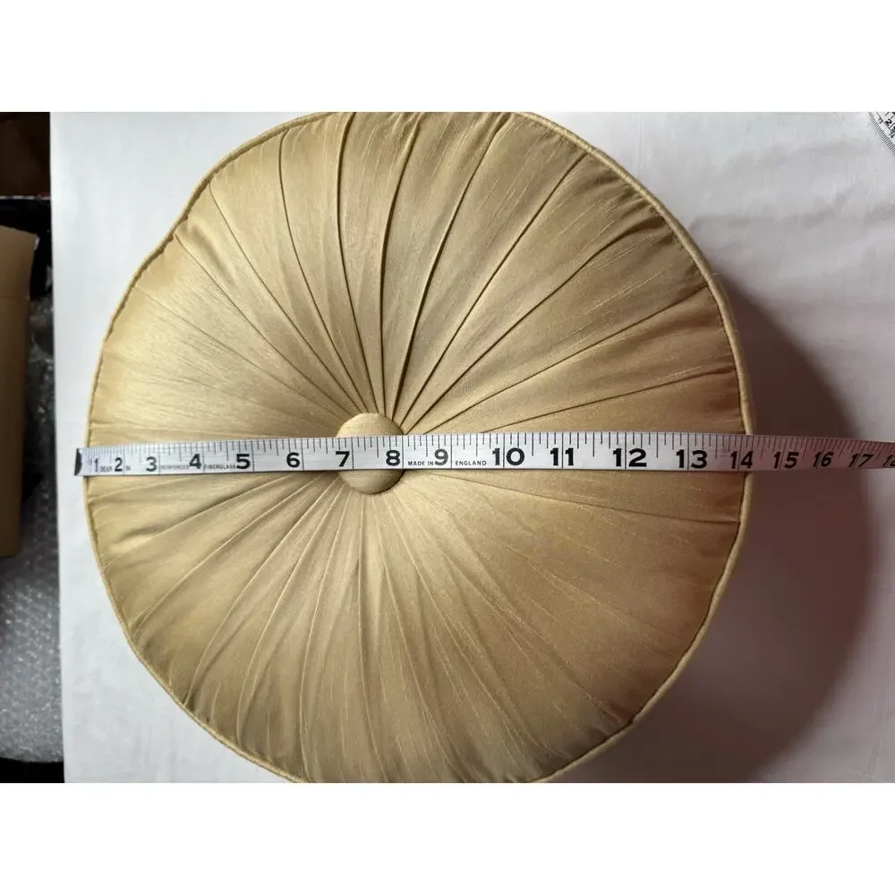 Decorative Round Cushion 14” Gold Center Button Excellent Used Condition